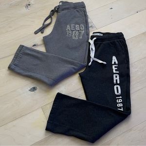 2 Pairs Aeropostale Men’s Aero 1987 Fleece Jogger Sweatpants - Gray - Medium